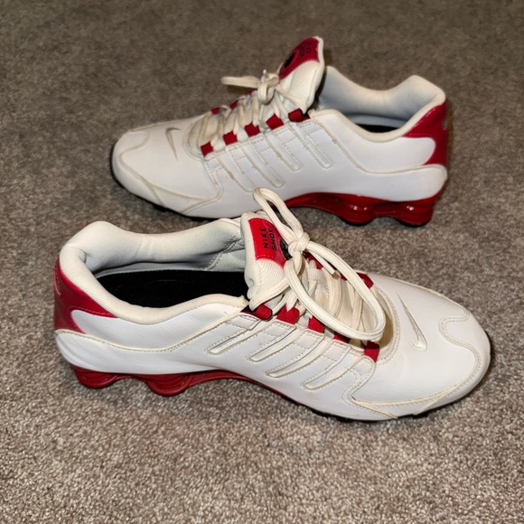 Nike Shox NZ Leather‎ White University Red Mens Running Shoes 378341-110 Size 10 - Picture 5 of 8